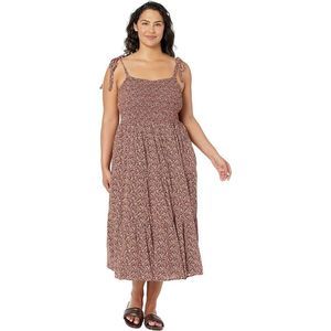 Madewell NWT Brown Floral Lucie Tie Strap Midi Dress Womens Size XL Fit Flare